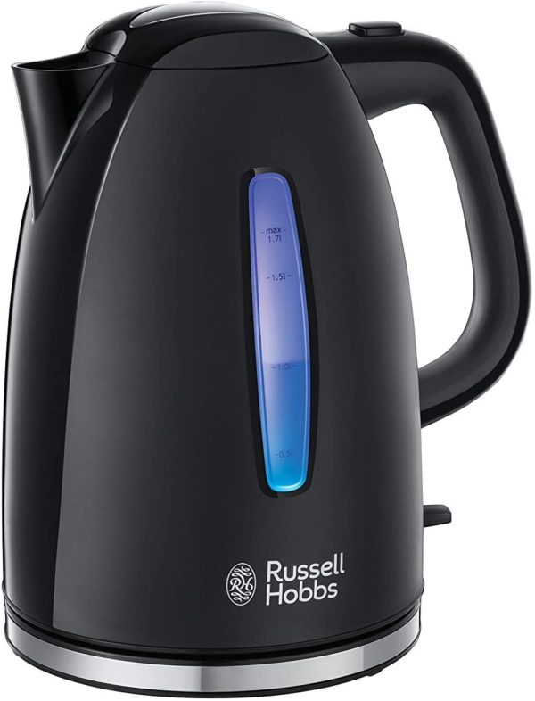 Russell Hobbs Textures Plus Waterkoker Snelkookfunctie Extra Zuinig Gemakkelijk Reinigbaar (1,7L - Zwart)